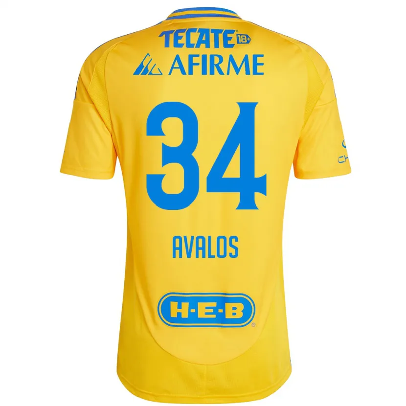 Danxen Barn Erick Avalos #34 Guld Gul Hemmatröja Matchtröjor 2024/25 Tröjor T-Tröja