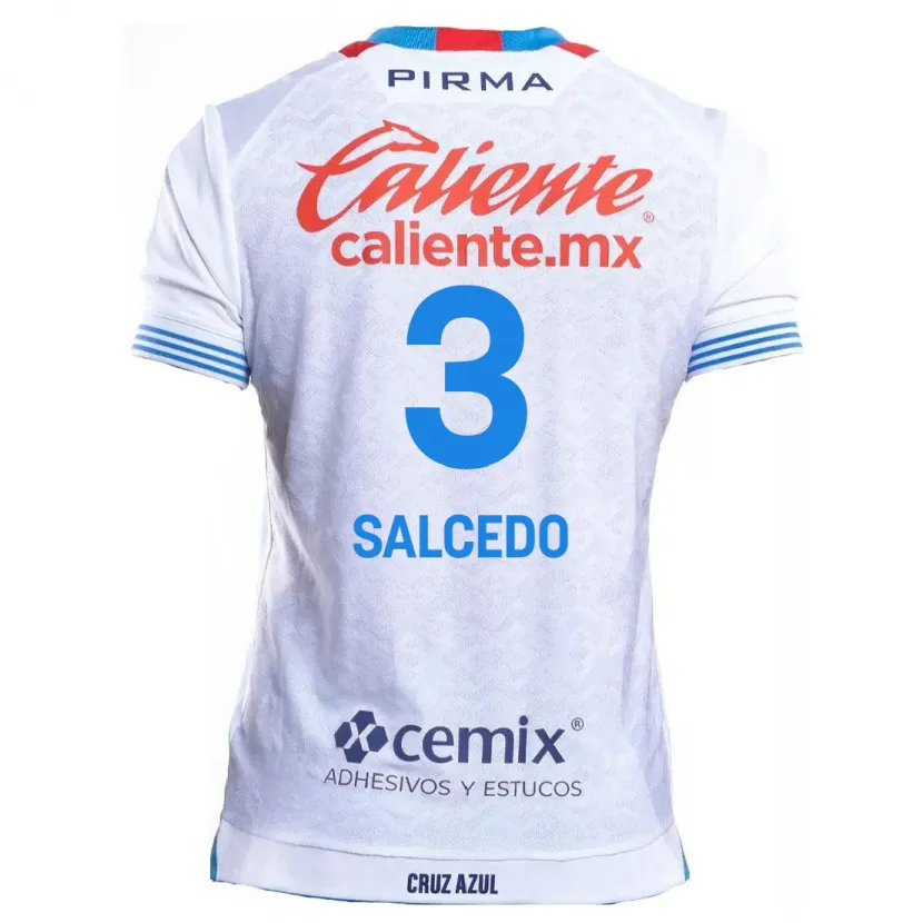 Danxen Barn Carlos Salcedo #3 Vit Blå Bortatröja Matchtröjor 2024/25 Tröjor T-Tröja