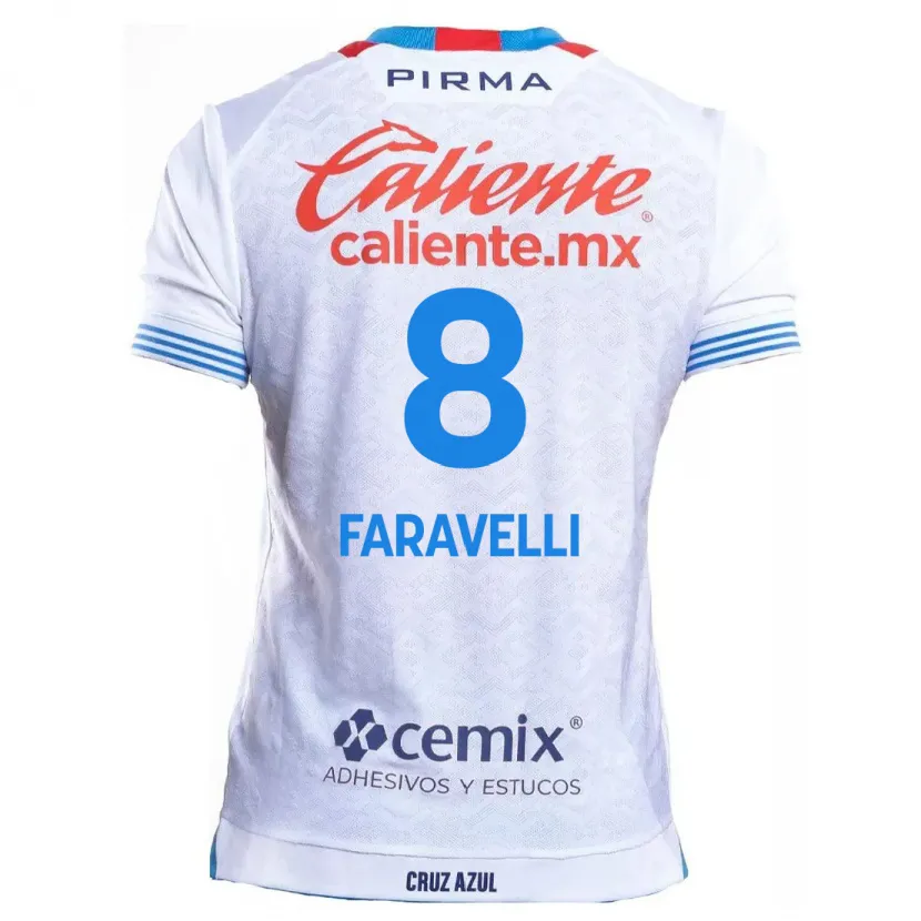 Danxen Barn Lorenzo Faravelli #8 Vit Blå Bortatröja Matchtröjor 2024/25 Tröjor T-Tröja