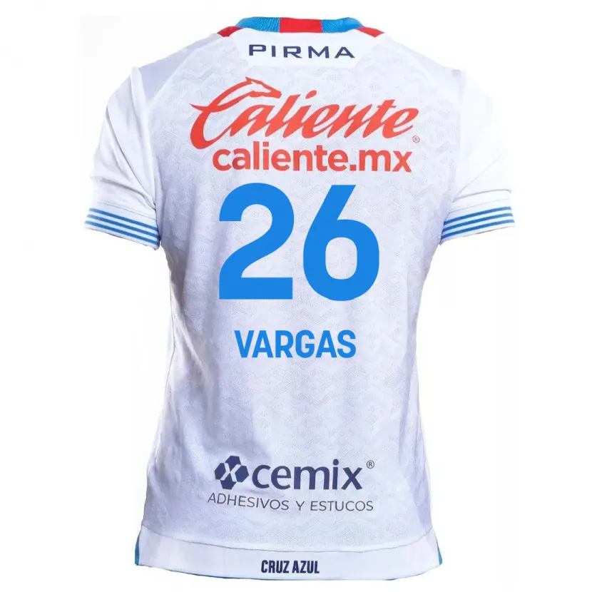 Danxen Barn Carlos Vargas #26 Vit Blå Bortatröja Matchtröjor 2024/25 Tröjor T-Tröja