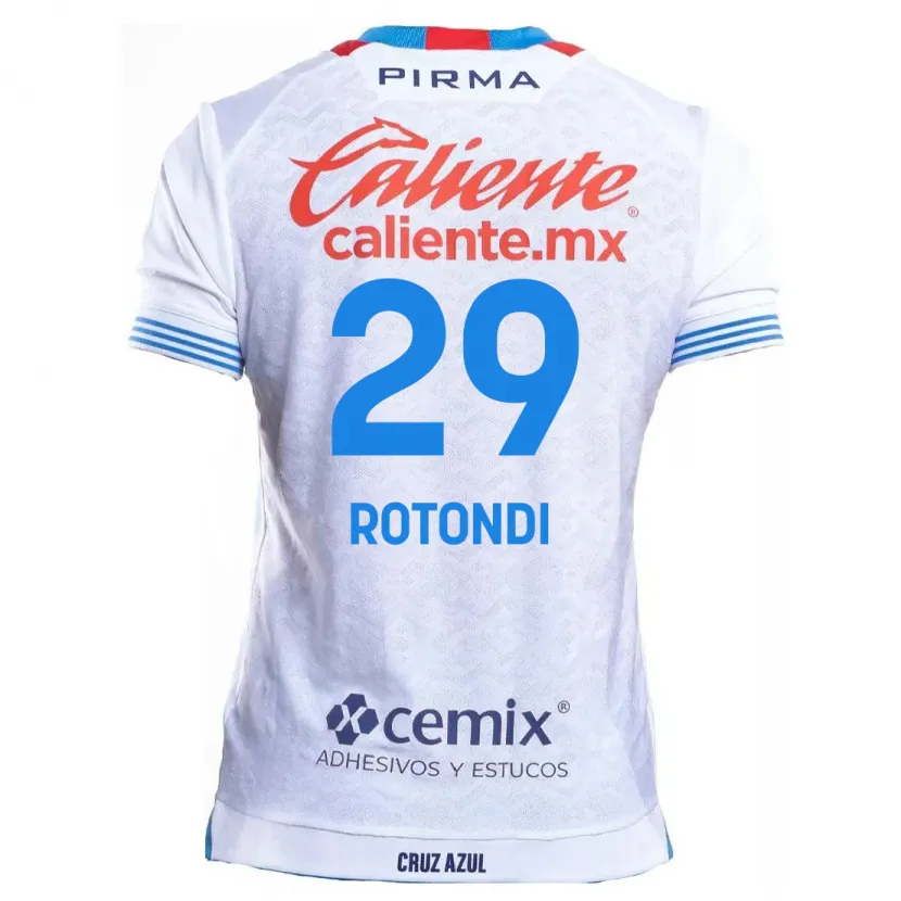 Danxen Barn Carlos Rotondi #29 Vit Blå Bortatröja Matchtröjor 2024/25 Tröjor T-Tröja