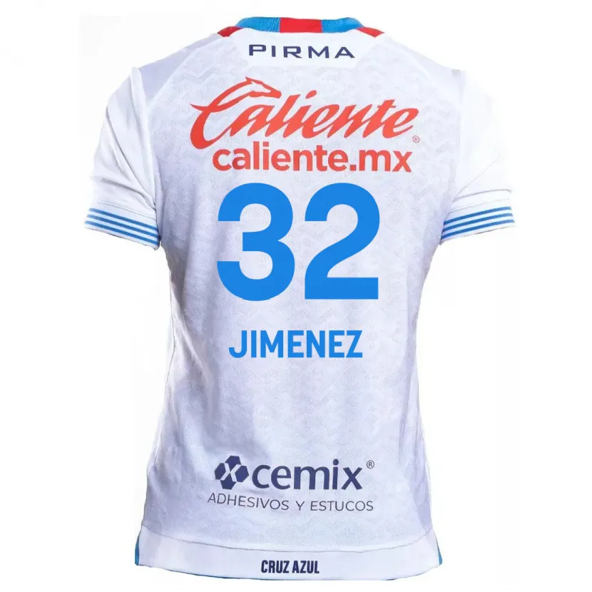 Danxen Barn Cristian Jiménez #32 Vit Blå Bortatröja Matchtröjor 2024/25 Tröjor T-Tröja