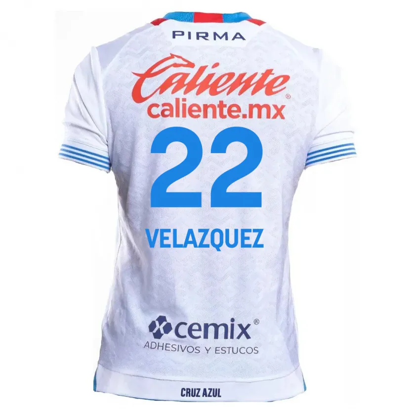 Danxen Barn Hireri Velazquez #22 Vit Blå Bortatröja Matchtröjor 2024/25 Tröjor T-Tröja