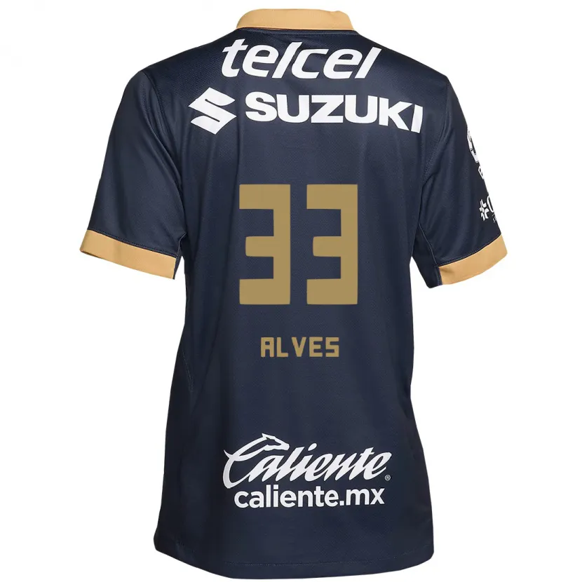 Danxen Barn Dani Alves #33 Obsidian Guld Vit Bortatröja Matchtröjor 2024/25 Tröjor T-Tröja