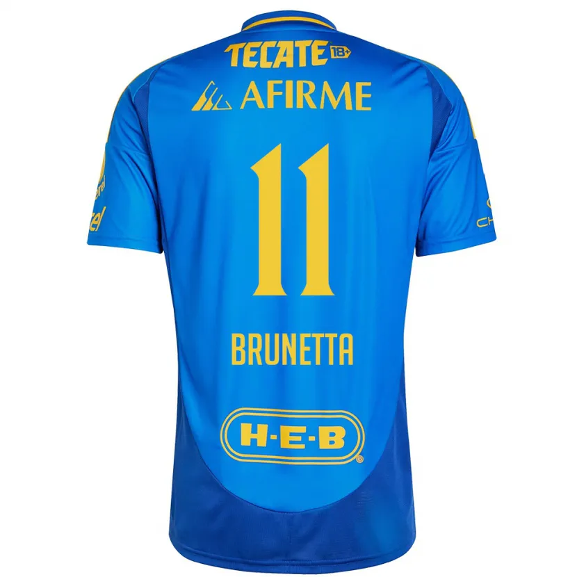 Danxen Barn Juan Brunetta #11 Blå Gul Bortatröja Matchtröjor 2024/25 Tröjor T-Tröja