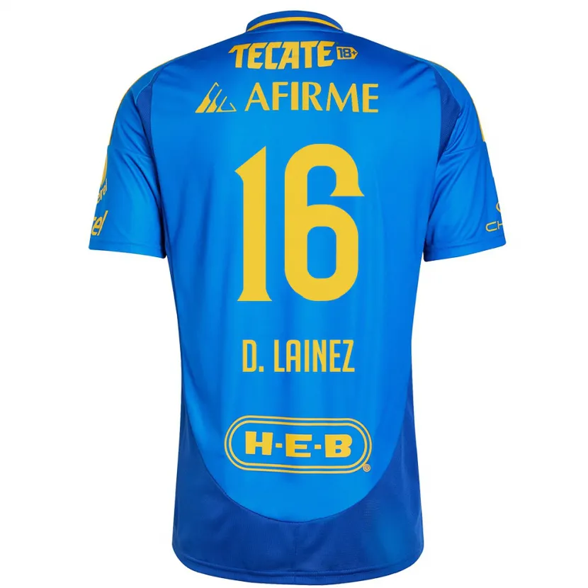Danxen Barn Diego Lainez #16 Blå Gul Bortatröja Matchtröjor 2024/25 Tröjor T-Tröja