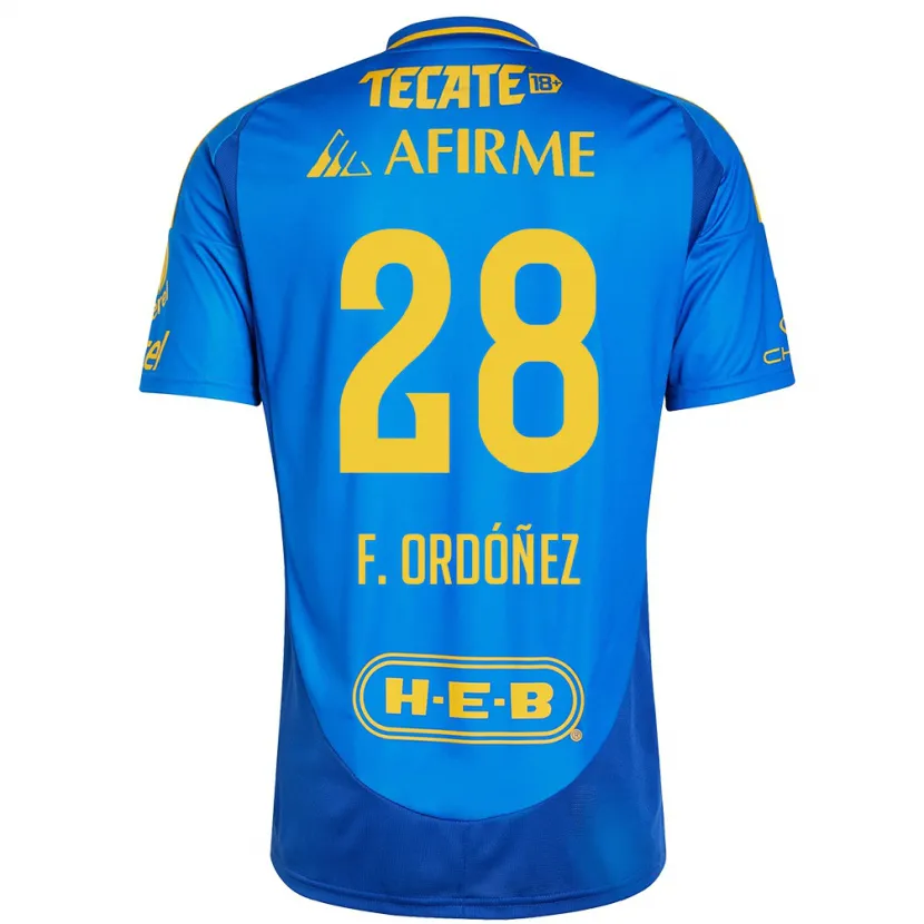 Danxen Barn Fernando Ordóñez #28 Blå Gul Bortatröja Matchtröjor 2024/25 Tröjor T-Tröja