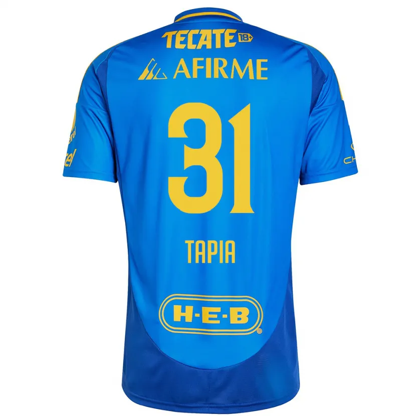 Danxen Barn Fernando Tapia #31 Blå Gul Bortatröja Matchtröjor 2024/25 Tröjor T-Tröja