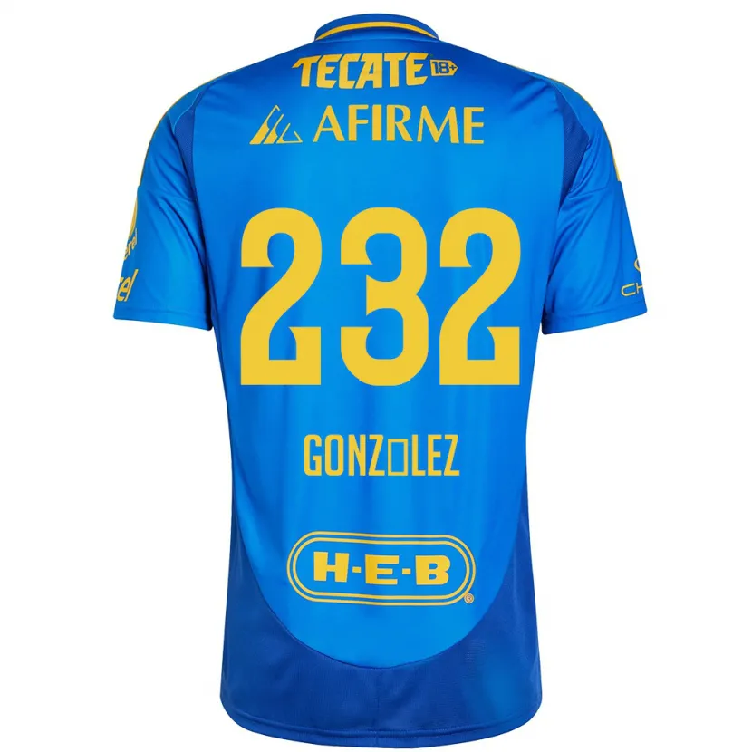 Danxen Barn César González #232 Blå Gul Bortatröja Matchtröjor 2024/25 Tröjor T-Tröja