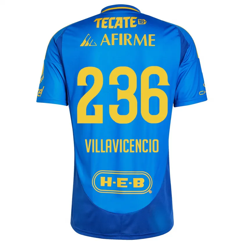 Danxen Barn Edgar Villavicencio #236 Blå Gul Bortatröja Matchtröjor 2024/25 Tröjor T-Tröja