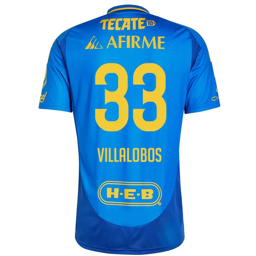 Danxen Barn Vania Villalobos #33 Blå Gul Bortatröja Matchtröjor 2024/25 Tröjor T-Tröja