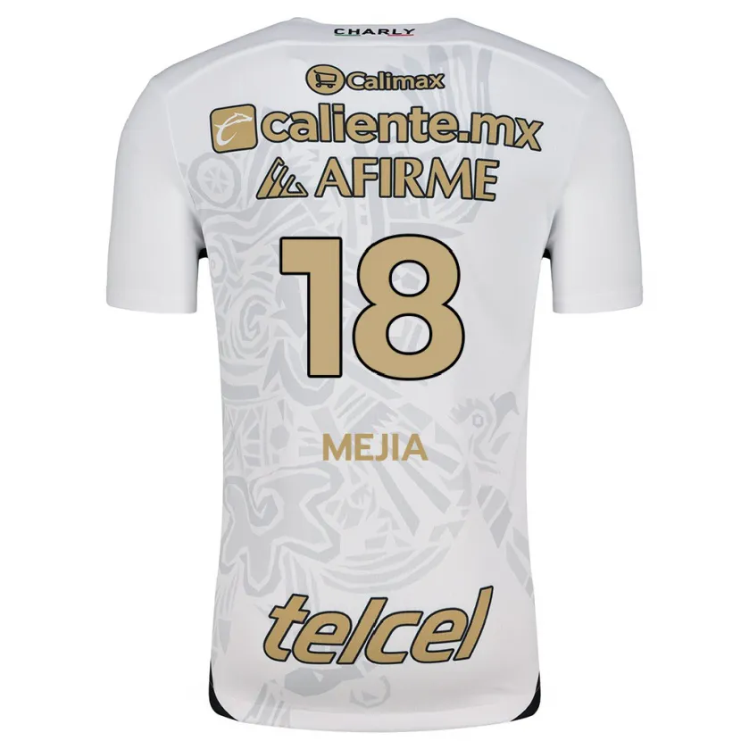 Danxen Barn Aarón Mejía #18 Vit Svart Bortatröja Matchtröjor 2024/25 Tröjor T-Tröja
