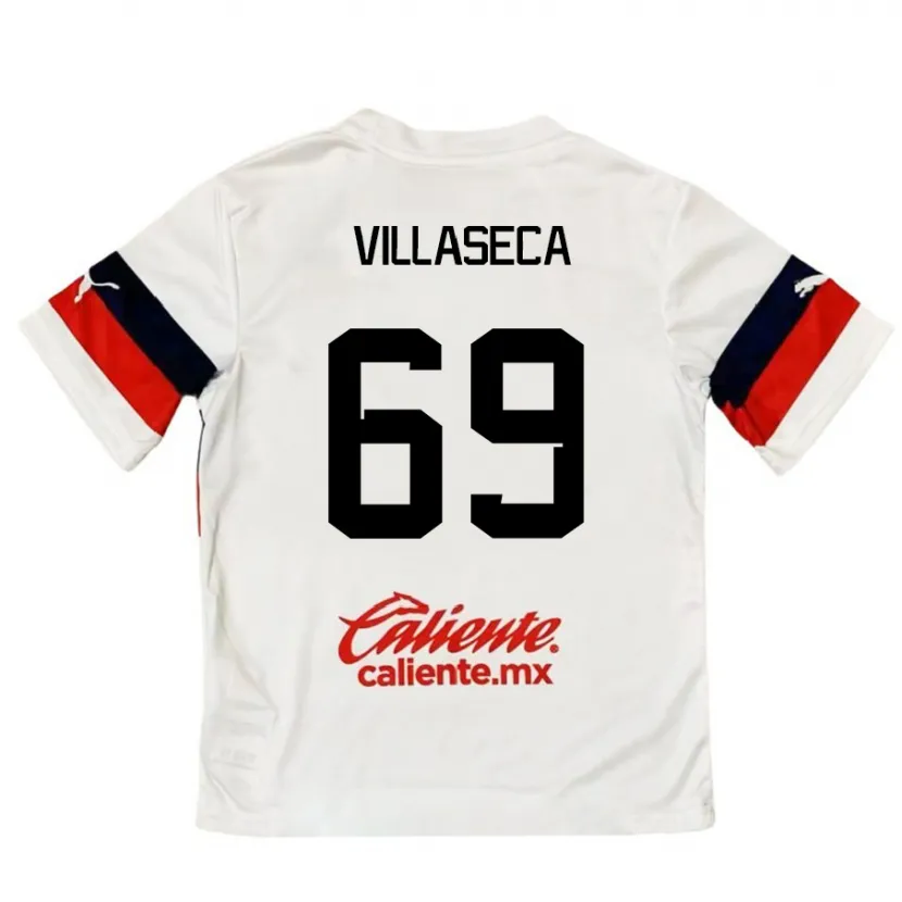 Danxen Barn Daniel Villaseca #69 Vit Röd Bortatröja Matchtröjor 2024/25 Tröjor T-Tröja