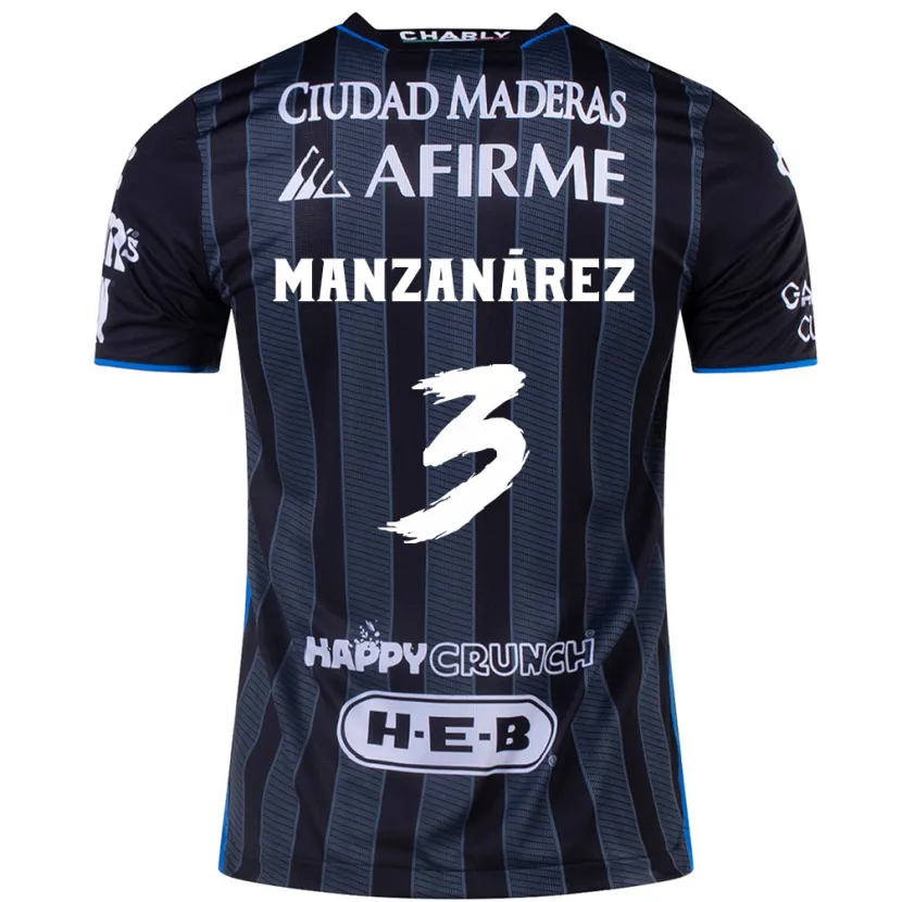 Danxen Barn Óscar Manzanárez #3 Vit Svart Bortatröja Matchtröjor 2024/25 Tröjor T-Tröja