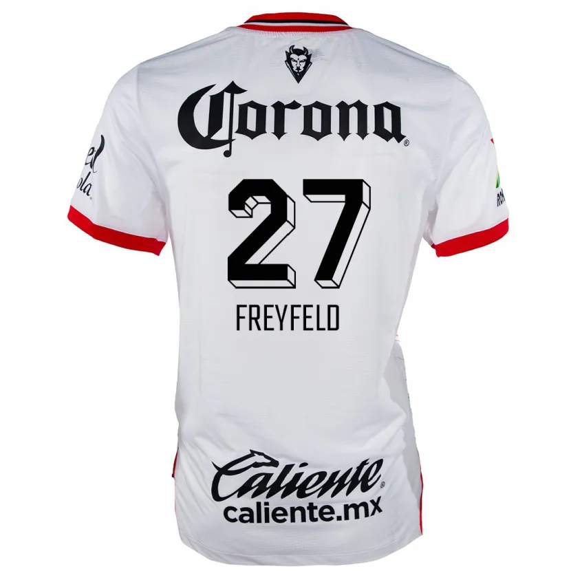 Danxen Barn Emiliano Freyfeld #27 Vit Röd Bortatröja Matchtröjor 2024/25 Tröjor T-Tröja
