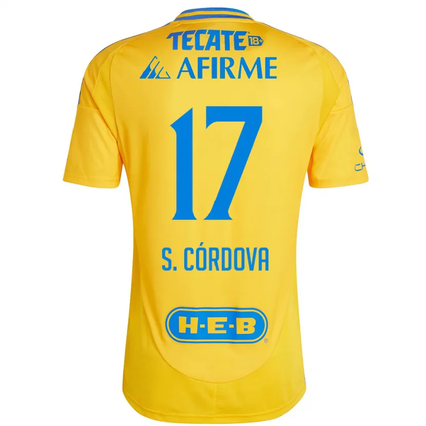 Danxen Män Sebastián Córdova #17 Guld Gul Hemmatröja Matchtröjor 2024/25 Tröjor T-Tröja