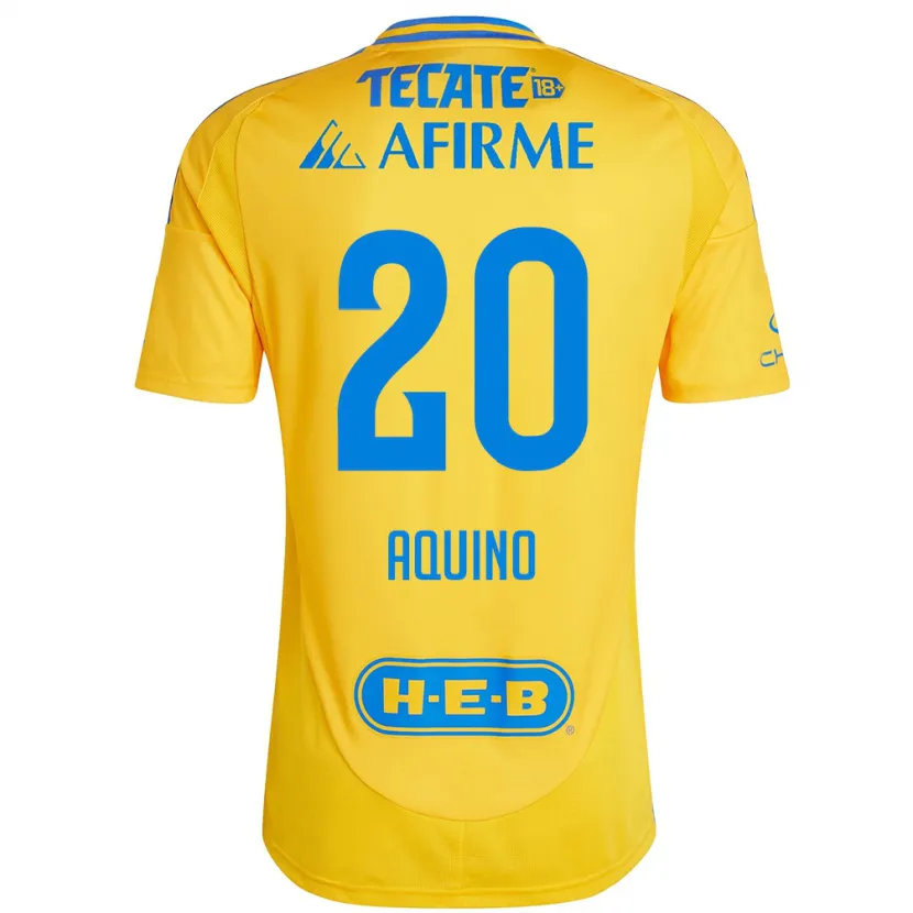 Danxen Män Javier Aquino #20 Guld Gul Hemmatröja Matchtröjor 2024/25 Tröjor T-Tröja