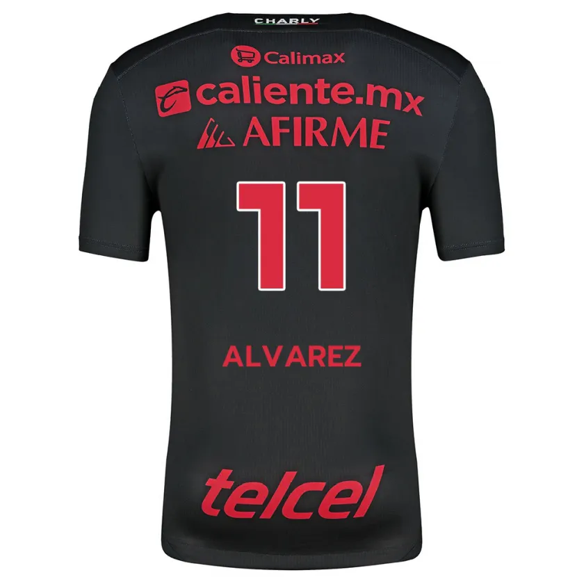 Danxen Män Efraín Álvarez #11 Svart Röd Hemmatröja Matchtröjor 2024/25 Tröjor T-Tröja