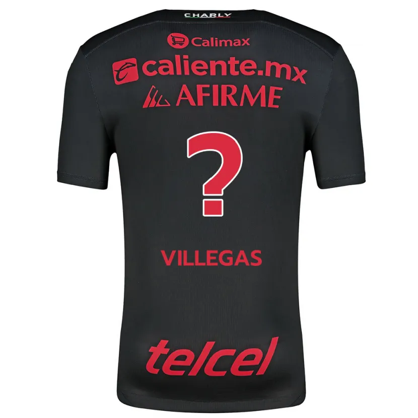 Danxen Män Óscar Villegas #0 Svart Röd Hemmatröja Matchtröjor 2024/25 Tröjor T-Tröja