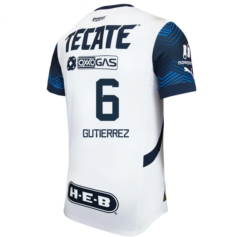 Danxen Män Édson Gutiérrez #6 Vit Blå Bortatröja Matchtröjor 2024/25 Tröjor T-Tröja