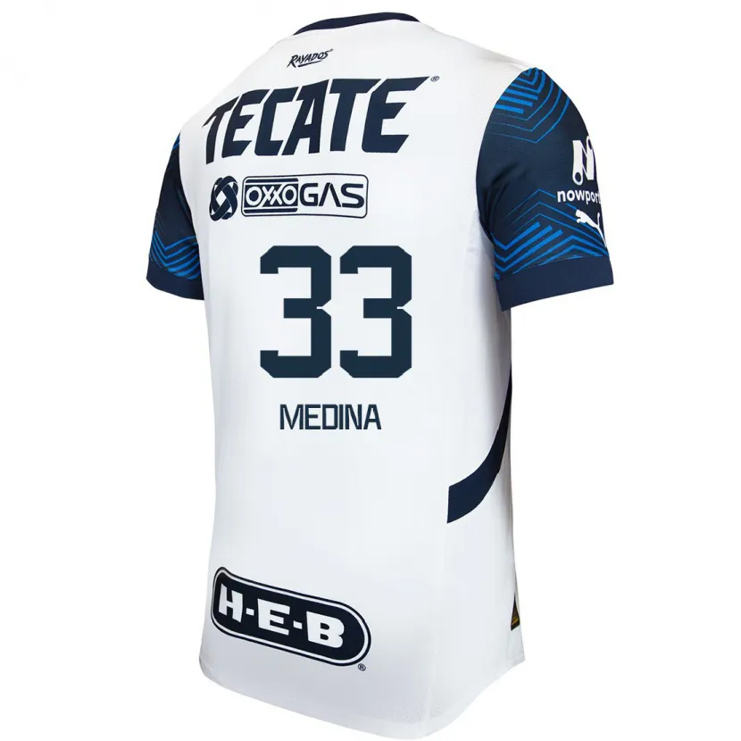 Danxen Män Stefan Medina #33 Vit Blå Bortatröja Matchtröjor 2024/25 Tröjor T-Tröja