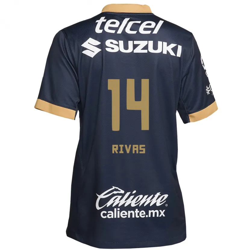 Danxen Män Jesús Rivas #14 Obsidian Guld Vit Bortatröja Matchtröjor 2024/25 Tröjor T-Tröja