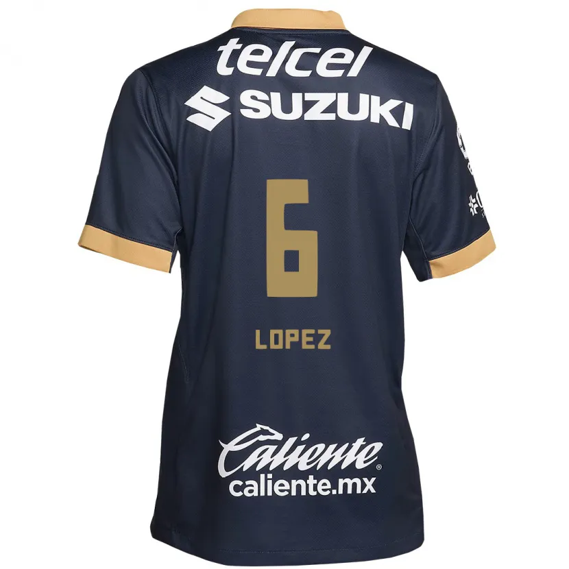 Danxen Män Nathalia Lopez #6 Obsidian Guld Vit Bortatröja Matchtröjor 2024/25 Tröjor T-Tröja
