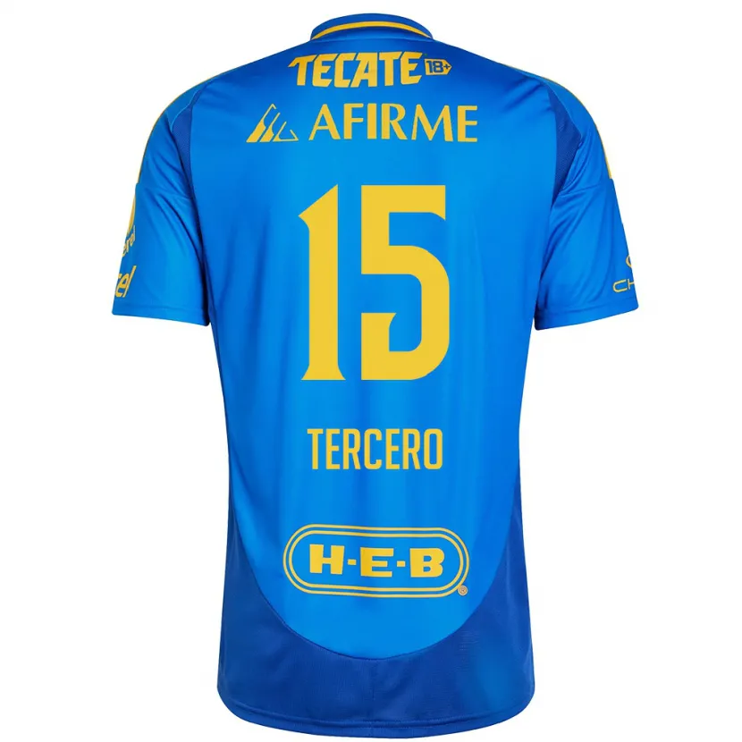 Danxen Män Eduardo Tercero #15 Blå Gul Bortatröja Matchtröjor 2024/25 Tröjor T-Tröja