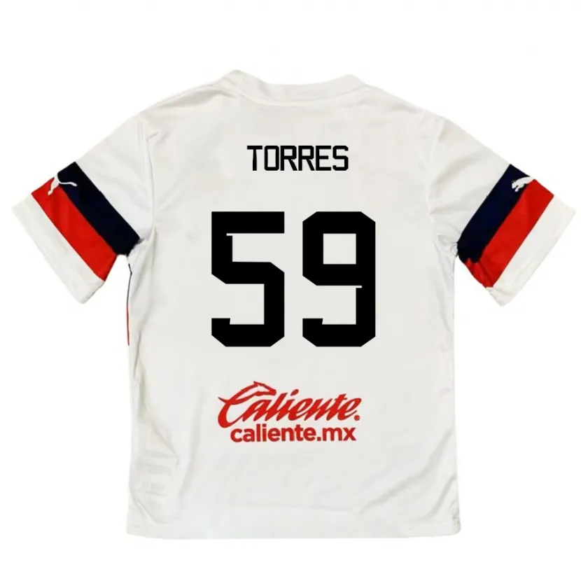 Danxen Män Christian Torres #59 Vit Röd Bortatröja Matchtröjor 2024/25 Tröjor T-Tröja