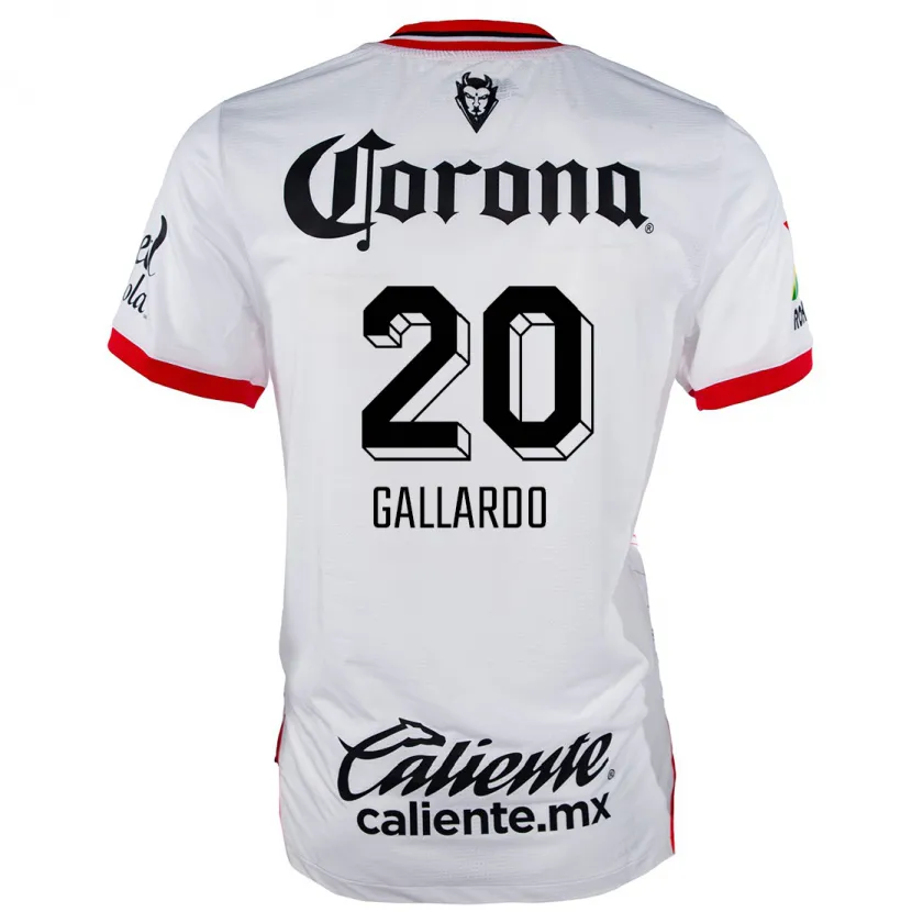 Danxen Män Jesús Gallardo #20 Vit Röd Bortatröja Matchtröjor 2024/25 Tröjor T-Tröja