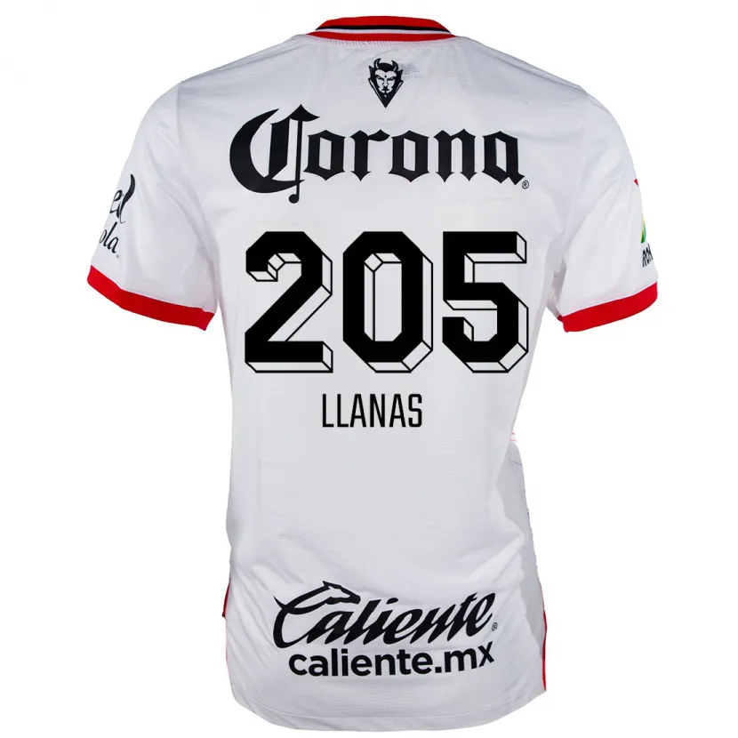 Danxen Män Emmanuel Llanas #205 Vit Röd Bortatröja Matchtröjor 2024/25 Tröjor T-Tröja