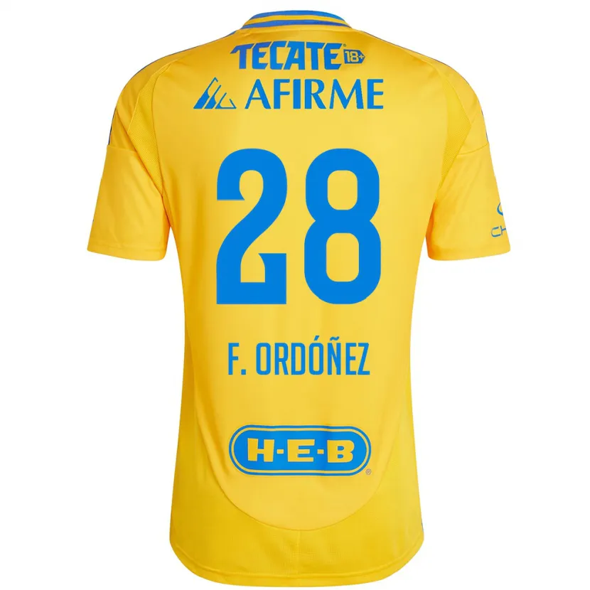 Danxen Kvinnor Fernando Ordóñez #28 Guld Gul Hemmatröja Matchtröjor 2024/25 Tröjor T-Tröja