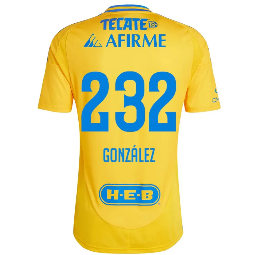Danxen Kvinnor César González #232 Guld Gul Hemmatröja Matchtröjor 2024/25 Tröjor T-Tröja