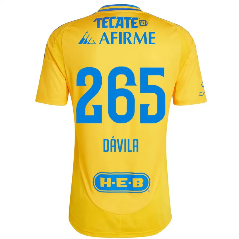 Danxen Kvinnor Emiliano Dávila #265 Guld Gul Hemmatröja Matchtröjor 2024/25 Tröjor T-Tröja