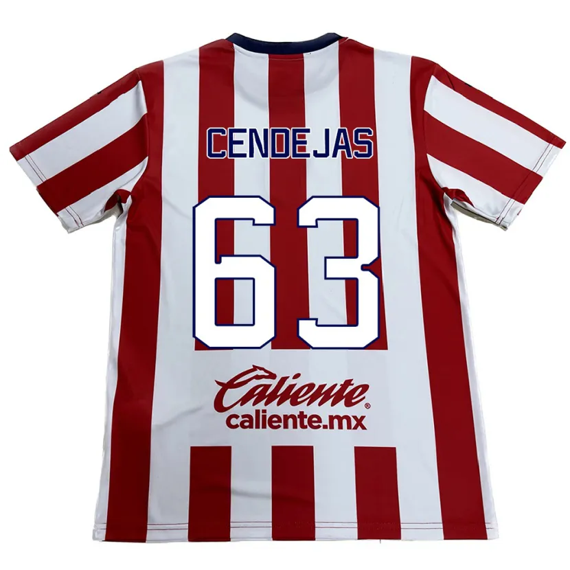 Danxen Kvinnor Matías Cendejas #63 Röd Vit Hemmatröja Matchtröjor 2024/25 Tröjor T-Tröja
