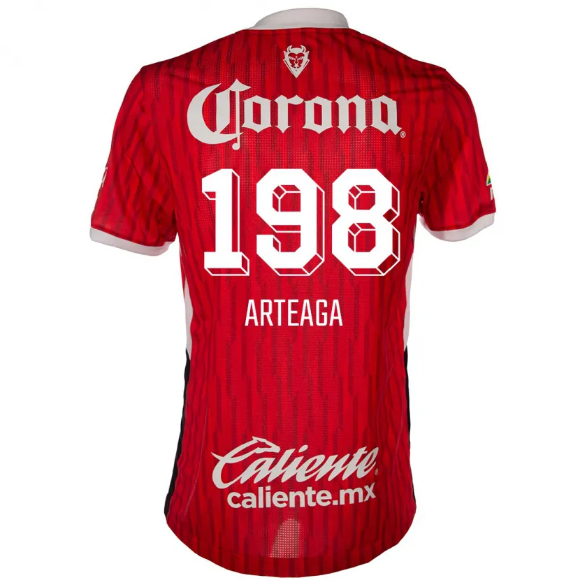 Danxen Kvinnor Víctor Arteaga #198 Röd Vit Hemmatröja Matchtröjor 2024/25 Tröjor T-Tröja