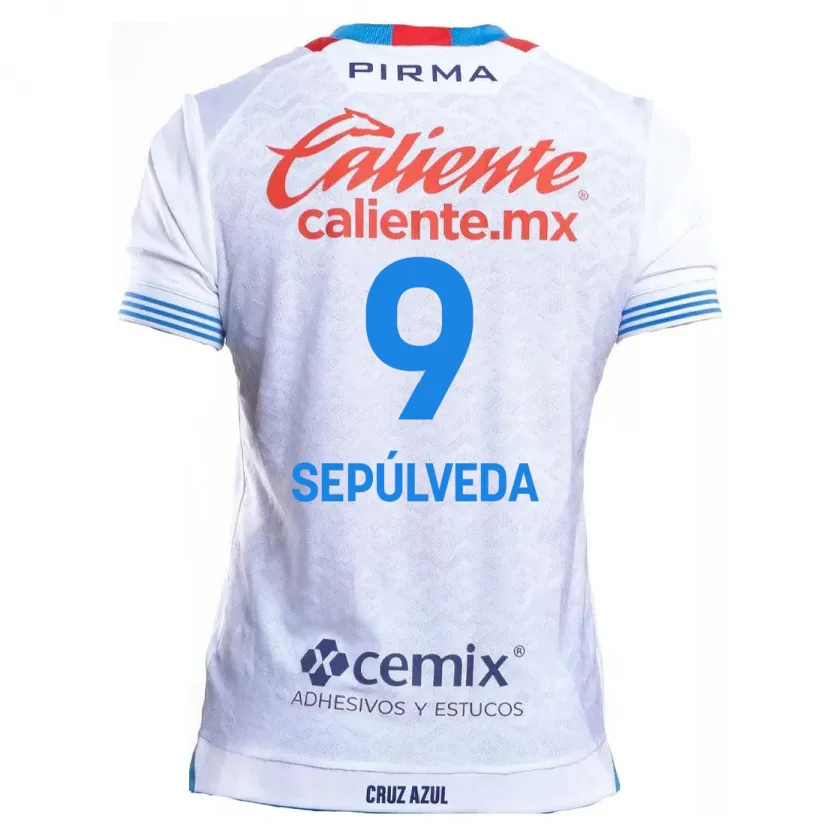 Danxen Kvinnor Ángel Sepúlveda #9 Vit Blå Bortatröja Matchtröjor 2024/25 Tröjor T-Tröja