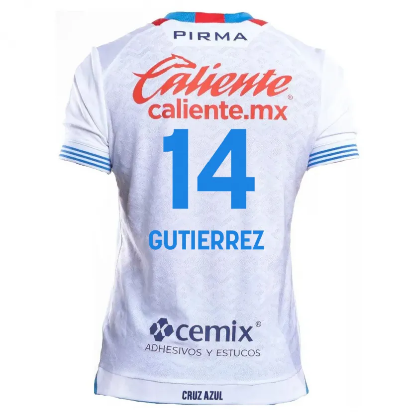 Danxen Kvinnor Alexis Gutiérrez #14 Vit Blå Bortatröja Matchtröjor 2024/25 Tröjor T-Tröja
