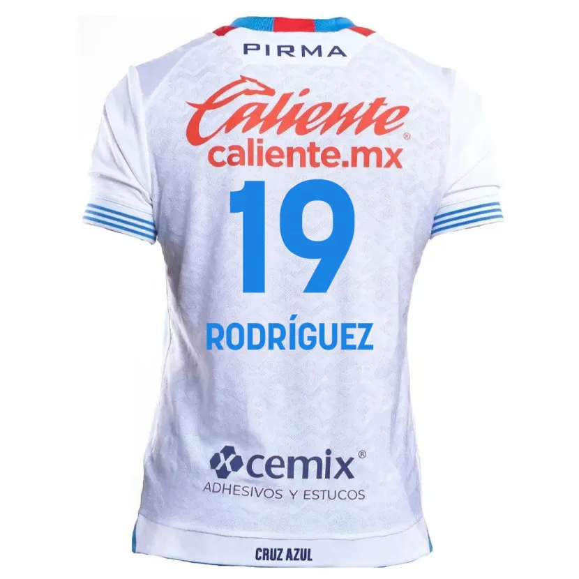 Danxen Kvinnor Carlos Rodríguez #19 Vit Blå Bortatröja Matchtröjor 2024/25 Tröjor T-Tröja