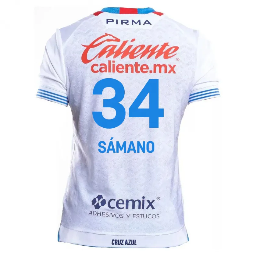 Danxen Kvinnor Leonardo Sámano #34 Vit Blå Bortatröja Matchtröjor 2024/25 Tröjor T-Tröja