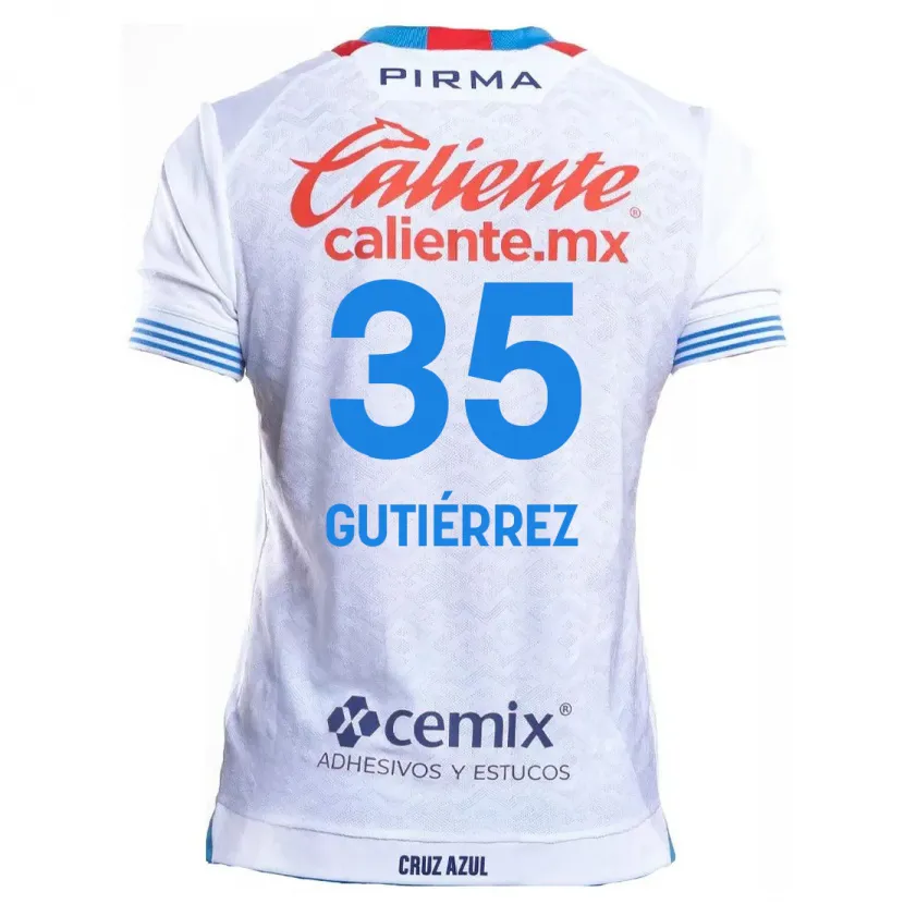 Danxen Kvinnor Luis Gutiérrez #35 Vit Blå Bortatröja Matchtröjor 2024/25 Tröjor T-Tröja