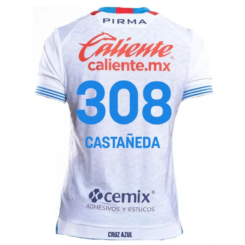 Danxen Kvinnor Emiliano Castañeda #308 Vit Blå Bortatröja Matchtröjor 2024/25 Tröjor T-Tröja
