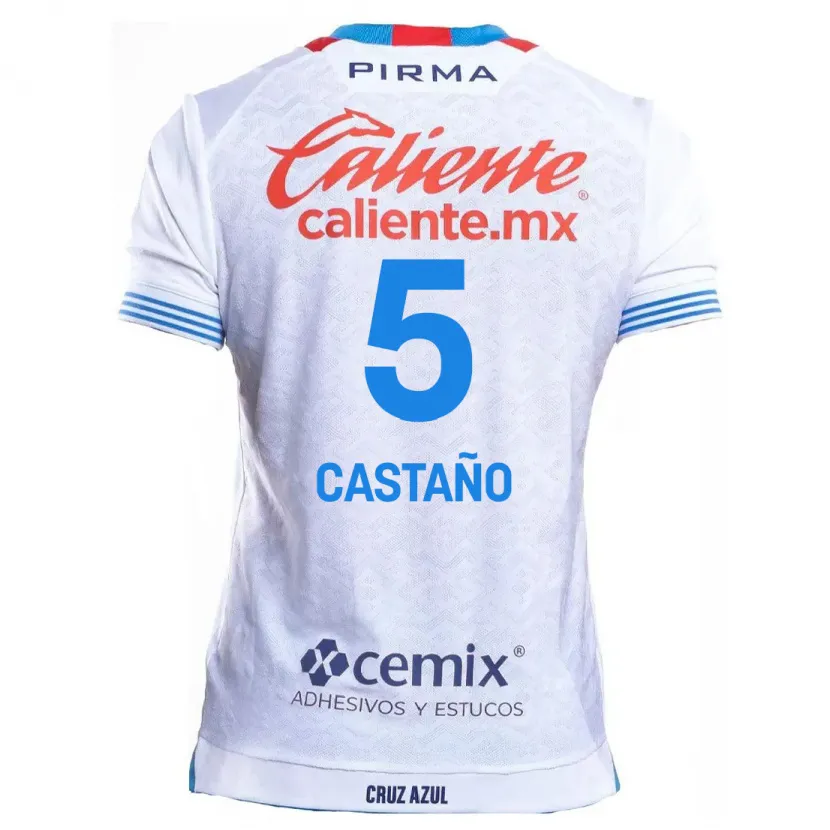 Danxen Kvinnor Kevin Castaño #5 Vit Blå Bortatröja Matchtröjor 2024/25 Tröjor T-Tröja