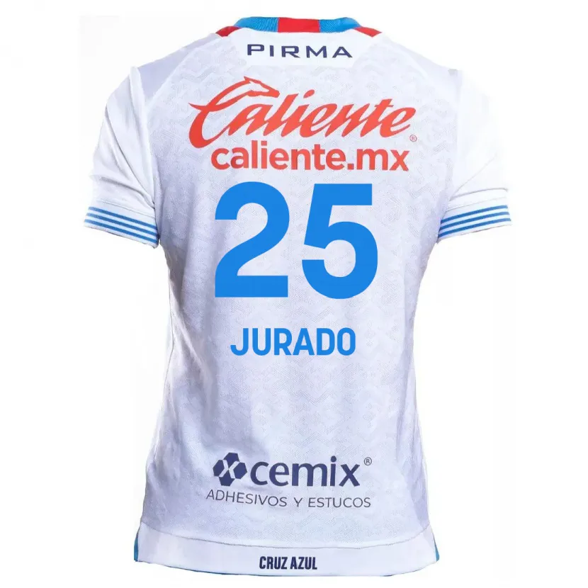 Danxen Kvinnor Sebastián Jurado #25 Vit Blå Bortatröja Matchtröjor 2024/25 Tröjor T-Tröja