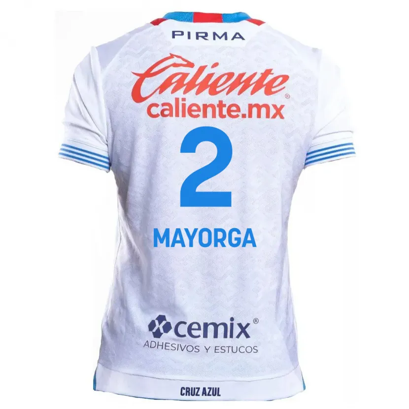 Danxen Kvinnor Alejandro Mayorga #2 Vit Blå Bortatröja Matchtröjor 2024/25 Tröjor T-Tröja