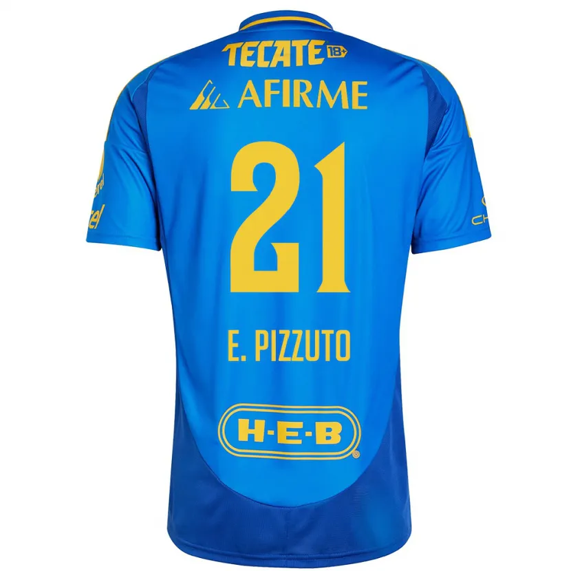 Danxen Kvinnor Eugenio Pizzuto #21 Blå Gul Bortatröja Matchtröjor 2024/25 Tröjor T-Tröja