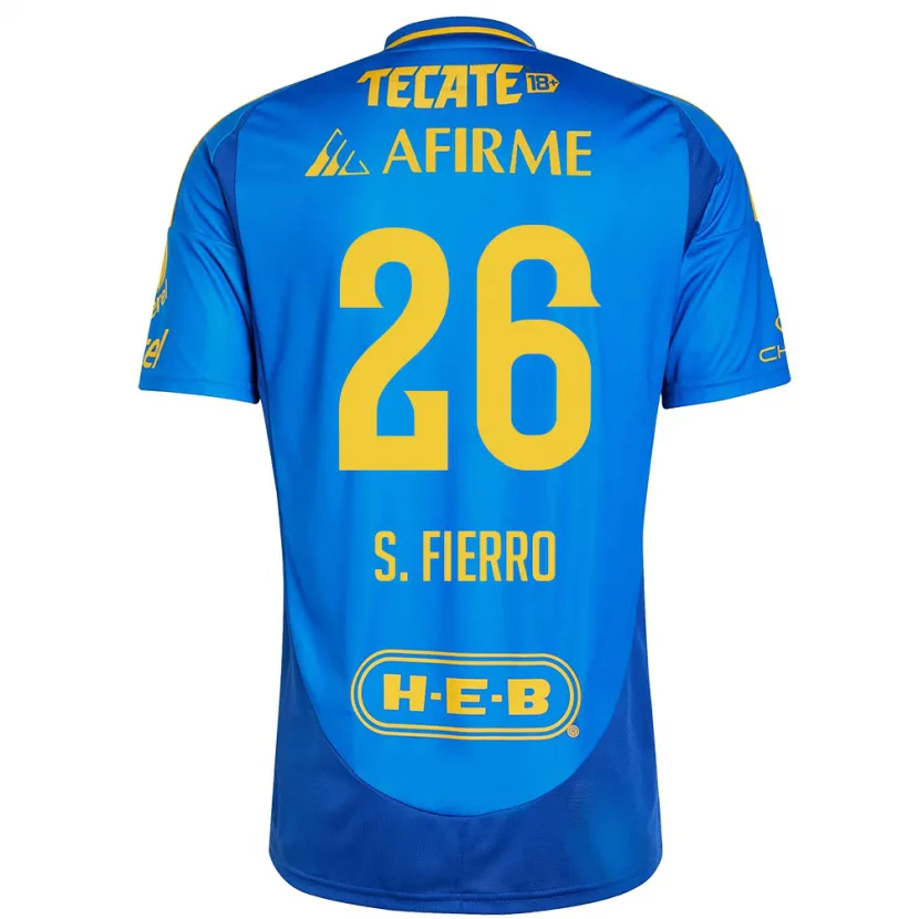 Danxen Kvinnor Sebastián Fierro #26 Blå Gul Bortatröja Matchtröjor 2024/25 Tröjor T-Tröja