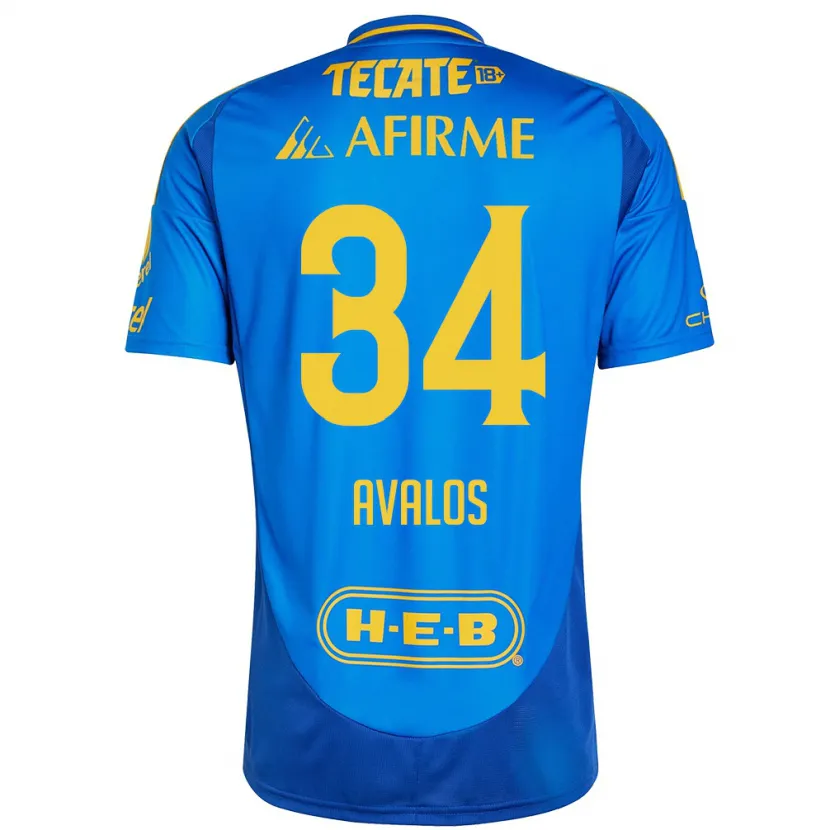 Danxen Kvinnor Erick Avalos #34 Blå Gul Bortatröja Matchtröjor 2024/25 Tröjor T-Tröja
