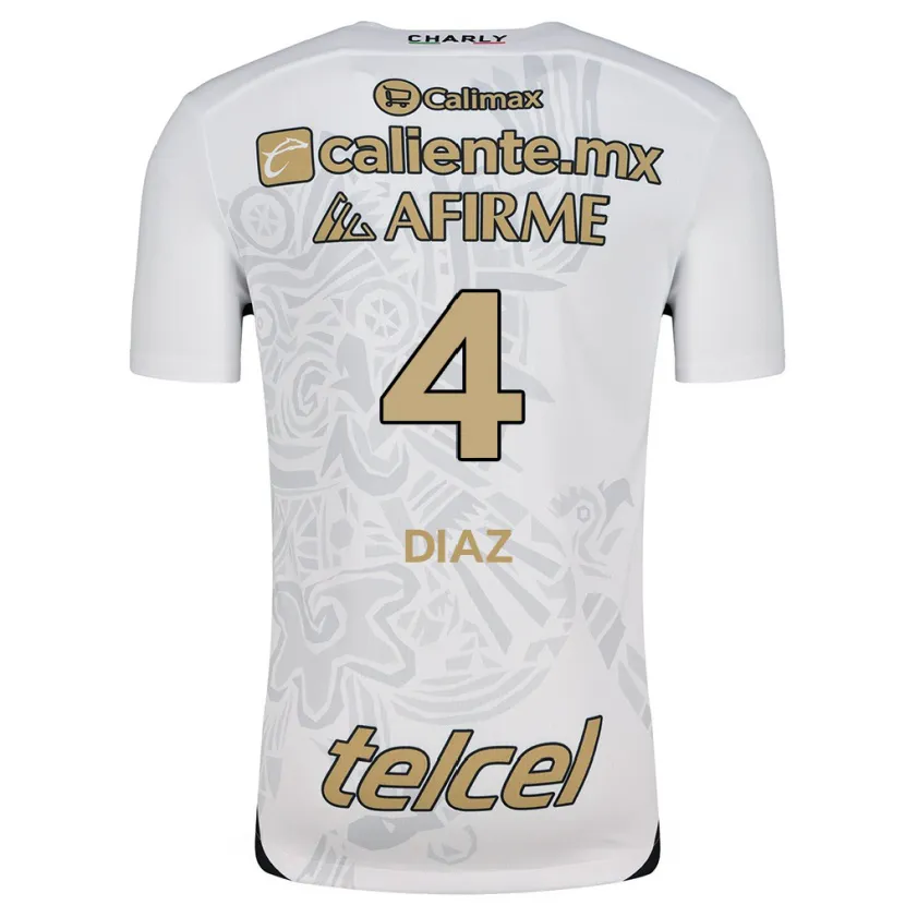 Danxen Kvinnor Nicolás Díaz #4 Vit Svart Bortatröja Matchtröjor 2024/25 Tröjor T-Tröja