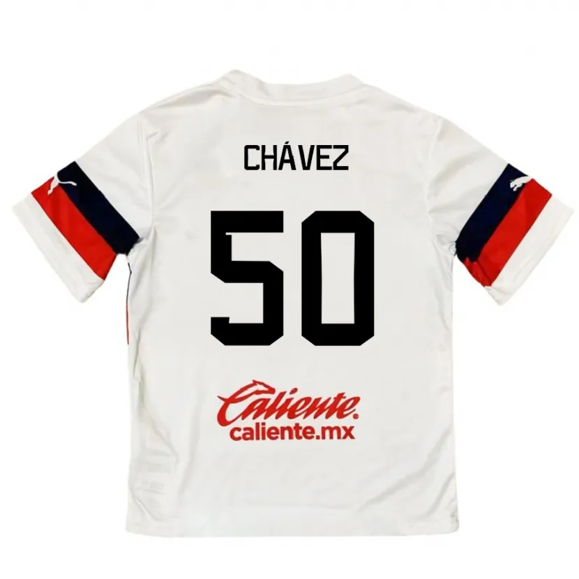 Danxen Kvinnor Mateo Chávez #50 Vit Röd Bortatröja Matchtröjor 2024/25 Tröjor T-Tröja